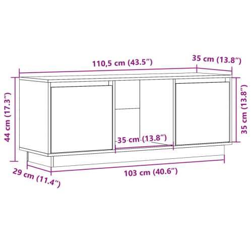 TV ormarić sivi 110,5 x 35 x 44 cm od masivne borovine - Siva 1 Cijena
