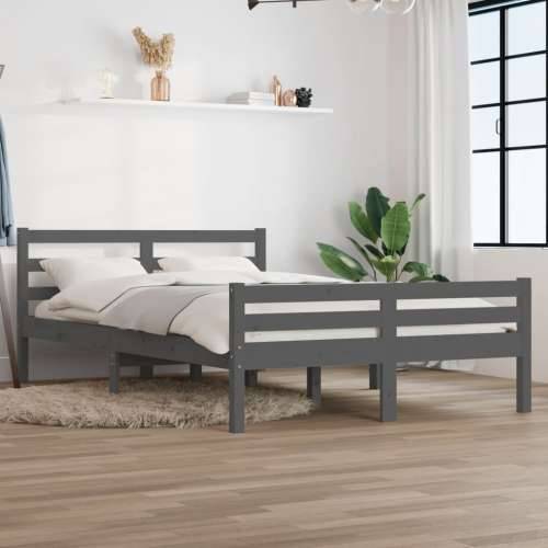 Okvir za krevet od masivnog drva sivi 160 x 200 cm - Siva 160 x 200 cm Cijena