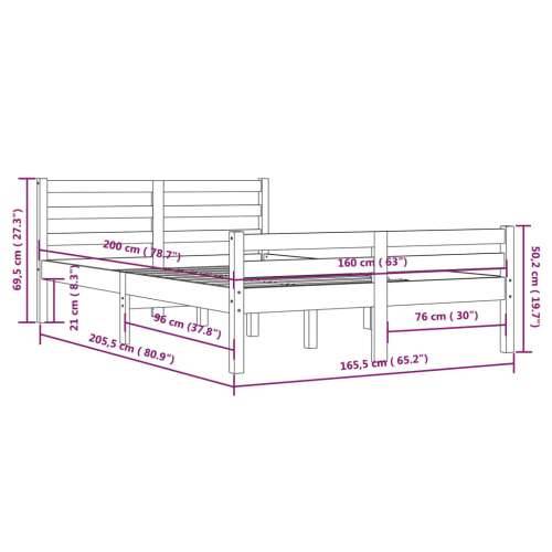 Okvir za krevet od masivnog drva sivi 160 x 200 cm - Siva 160 x 200 cm Cijena