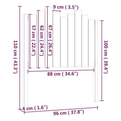 Uzglavlje za krevet crno 96 x 4 x 100 cm od masivne borovine - Crna 96 x 110 cm 1 Cijena