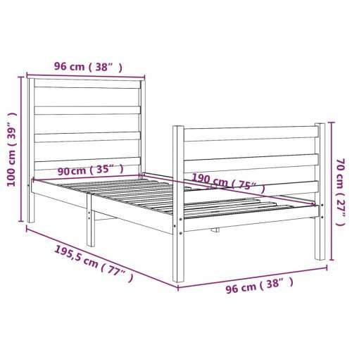 Okvir za krevet od masivne borovine 90x190 cm jednokrevetni - Prirodna 90 x 190 cm Cijena