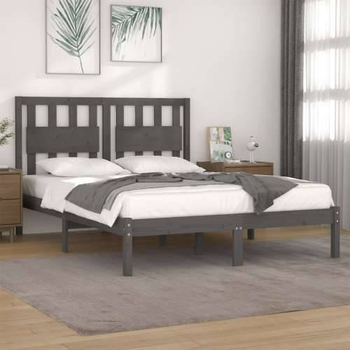 Okvir za krevet od masivne borovine sivi 200 x 200 cm - Siva 200 x 200 cm Cijena