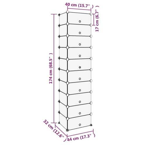 Stalak za cipele prozirni 44 x 32 x 174 cm PP - Transparentan 44 x 32 x 174 cm 1 Cijena