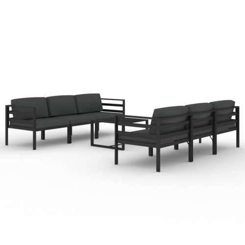 7-dijelna vrtna garnitura s jastucima aluminijska antracit 4x kutna + 2x srednja + stol 1 Cijena