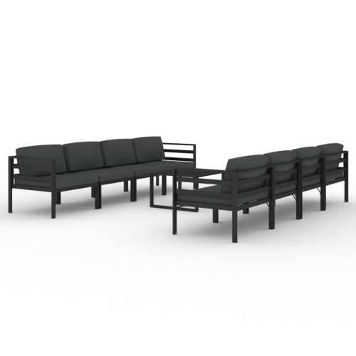 9-dijelna vrtna garnitura s jastucima aluminijska antracit - 4x kutna + 4x srednja + stol 1 Cijena