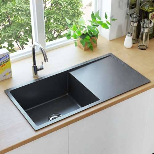 Ručno rađeni kuhinjski sudoper od nehrđajućeg čelika crni Cijena