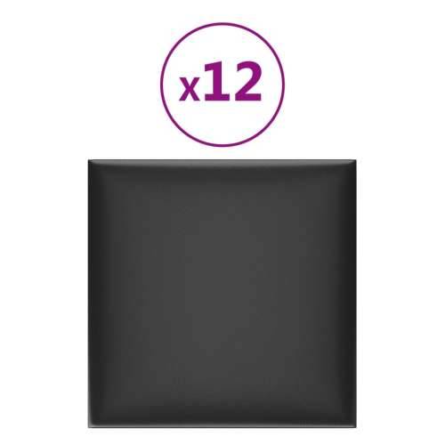 Zidne ploče od umjetne kože 12 kom crne 30 x 30 cm 1,08 m² - Crna 30 x 30 cm 12 Pravokutno Cijena