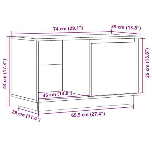 TV ormarić 74 x 35 x 44 cm od masivne borovine - Prirodna 1 Cijena
