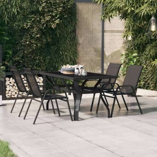 Vrtni stol crni 140 x 70 x 70 cm od čelika i stakla - Crna 140 x 70 x 70 cm 1 Cijena
