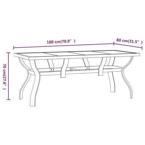 Vrtni stol crni 180 x 80 x 70 cm od čelika i stakla - Crna 180 x 80 x 70 cm 1 Cijena
