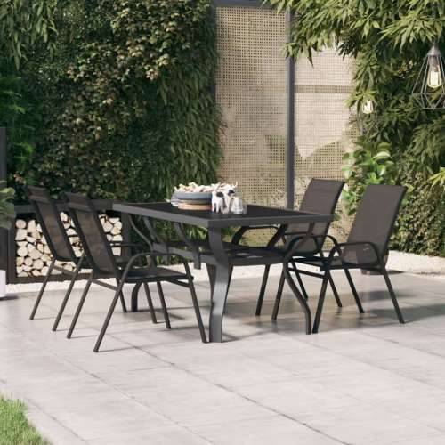Vrtni stol sivo-crni 140 x 70 x 70 cm od čelika i stakla - Siva i crna 140 x 70 x 70 cm 1 Cijena