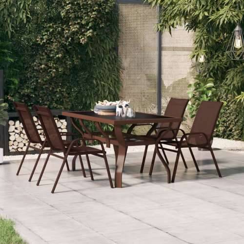 Vrtni stol smeđe-crni 140 x 70 x 70 cm od čelika i stakla - Smeđa i crna 140 x 70 x 70 cm 1 Cijena