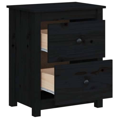 Noćni ormarići 2 kom crni 50 x 35 x 61,5 cm od masivne borovine - Crna 2 Cijena
