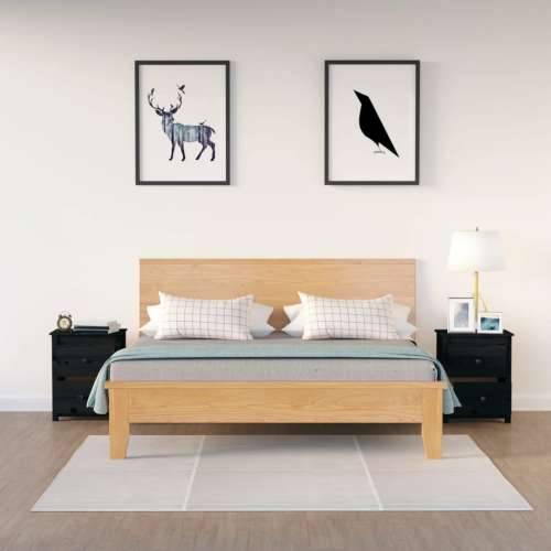 Noćni ormarići 2 kom crni 50 x 35 x 61,5 cm od masivne borovine - Crna 2 Cijena