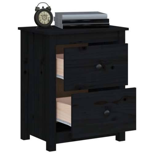 Noćni ormarići 2 kom crni 50 x 35 x 61,5 cm od masivne borovine - Crna 2 Cijena