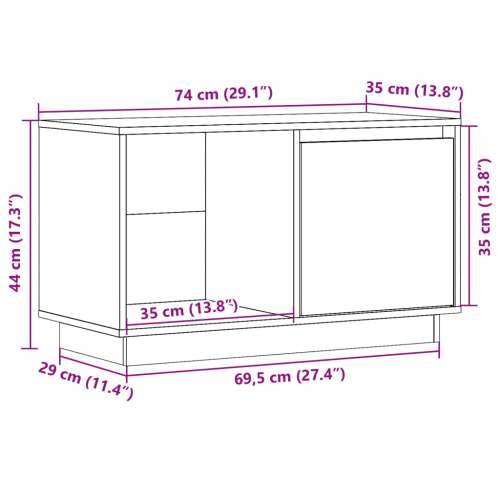 TV ormarić crni 74 x 35 x 44 cm od masivne borovine - Crna 1 Cijena
