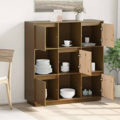 Visoka komoda boja meda 110,5 x 35 x 117 cm od masivne borovine - boja meda 1 Cijena