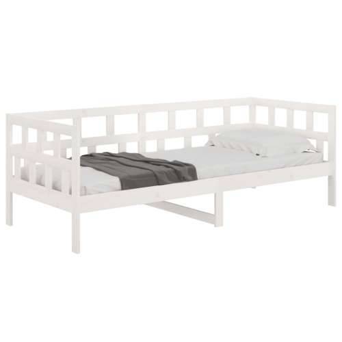 Dnevni ležaj bijeli od masivne borovine 90 x 190 cm - Bijela 90 x 190 cm Cijena