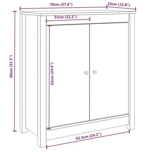 Komode 2 kom bijele 70 x 35 x 80 cm od masivne borovine Cijena