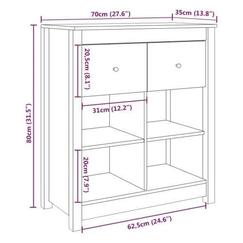 Komoda sivi 70 x 35 x 80 cm od masivne borovine - Siva 1 Cijena