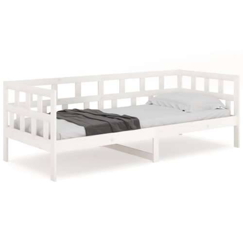 Dnevni ležaj bijeli od masivne borovine 90 x 200 cm - Bijela 90 x 200 cm Cijena