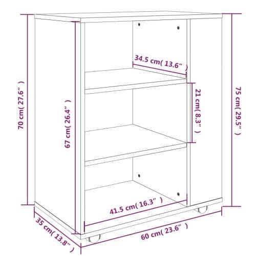 Pokretni ormarić hrast sonoma 60 x 35 x 75 cm konstruirano drvo - Sivi hrast sonoma 1 Cijena