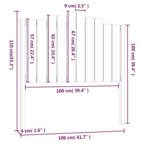 Uzglavlje za krevet bijelo 106 x 4 x 110 cm od masivne borovine - Bijela 106 x 110 cm 1 Cijena