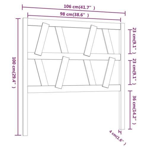 Uzglavlje za krevet 106 x 4 x 100 cm od masivne borovine - Prirodna 106 x 100 cm 1 Cijena