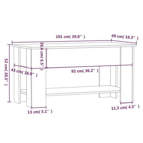 Stolić za kavu boja hrasta 101x49x52 cm konstruirano drvo - Dimljeni hrast 101 x 49 x 52 cm 1 Cijena