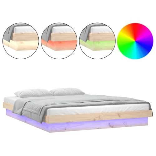LED okvir kreveta 120 x 190 cm mali bračni od masivnog drva Cijena