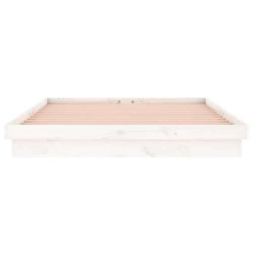 LED okvir za krevet bijela 140 x 190 cm od masivnog drva - Bijela 140 x 190 cm Cijena