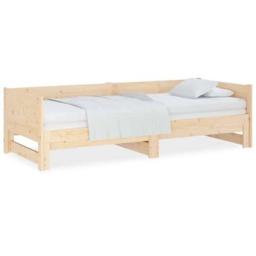 Dnevni krevet na izvlačenje masivna borovina 2x(80x200) cm - Prirodna 80 x 200 cm Cijena