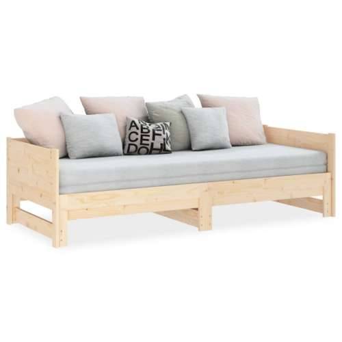 Dnevni krevet na izvlačenje masivna borovina 2x(80x200) cm - Prirodna 80 x 200 cm Cijena