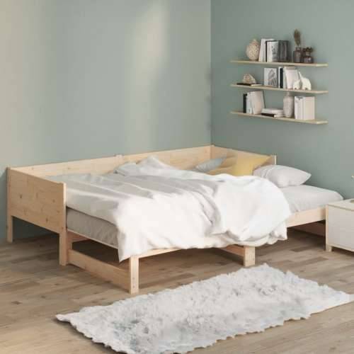 Dnevni krevet na izvlačenje masivna borovina 2x(80x200) cm - Prirodna 80 x 200 cm Cijena