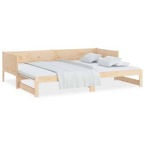 Dnevni krevet na izvlačenje masivna borovina 2x(80x200) cm - Prirodna 80 x 200 cm Cijena