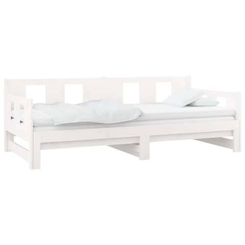 Dnevni ležaj na izvlačenje bijeli 2 x (90 x 200) cm od borovine - Bijela 90 x 200 cm Cijena