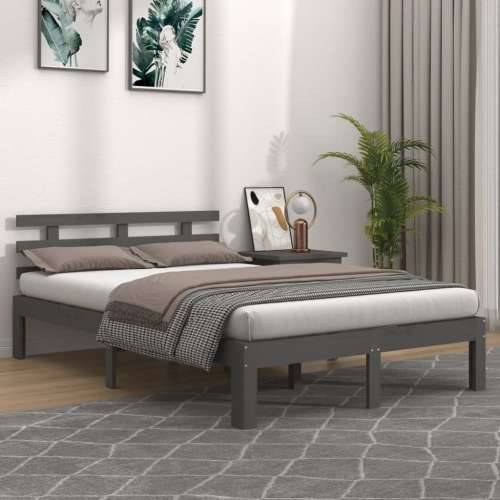 Okvir za krevet od masivnog drva sivi 200 x 200 cm - Siva 200 x 200 cm Cijena