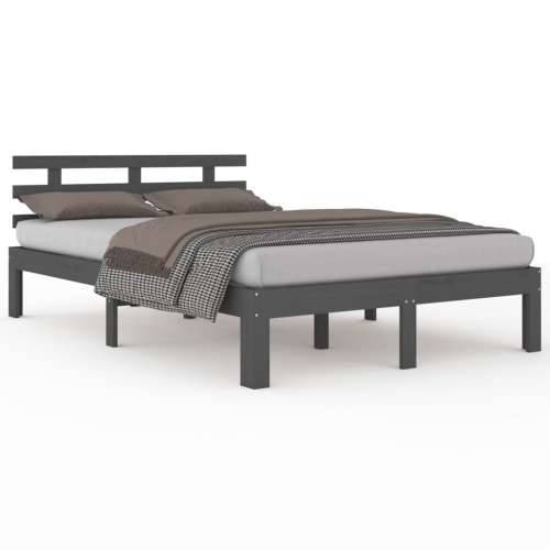 Okvir za krevet od masivnog drva sivi 200 x 200 cm - Siva 200 x 200 cm Cijena