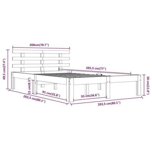 Okvir za krevet od masivnog drva sivi 200 x 200 cm - Siva 200 x 200 cm Cijena