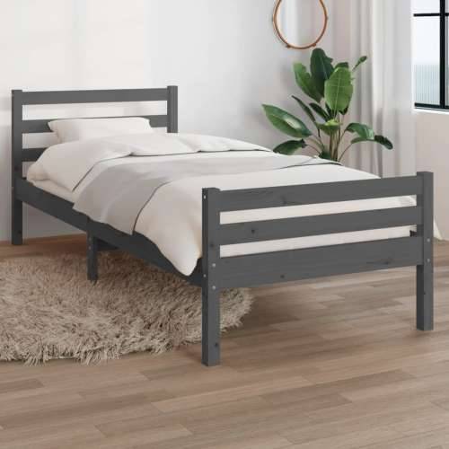 Okvir za krevet od masivnog drva sivi 100 x 200 cm - Siva 100 x 200 cm Cijena