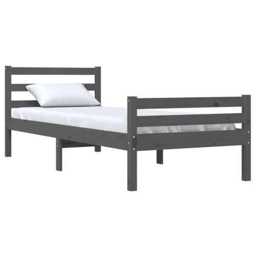 Okvir za krevet od masivnog drva sivi 100 x 200 cm - Siva 100 x 200 cm Cijena