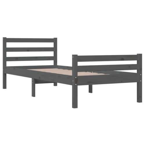 Okvir za krevet od masivnog drva sivi 100 x 200 cm - Siva 100 x 200 cm Cijena