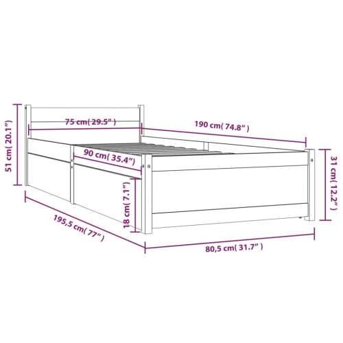Okvir za krevet s ladicama 75 x 190 cm jednokrevetni - Prirodna 75 x 190 cm Cijena