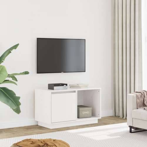 TV ormarić bijeli 74 x 35 x 44 cm od masivne borovine - Bijela 1 Cijena