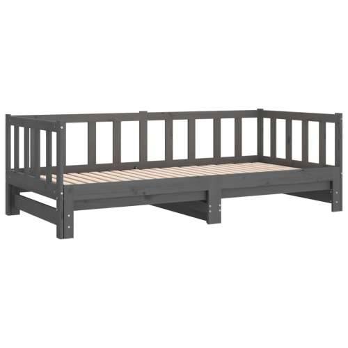Dnevni ležaj na izvlačenje sivi 2x(90x190) cm masivna borovina - Siva Cijena