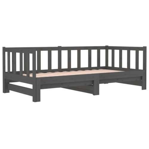 Dnevni ležaj na izvlačenje sivi 2x(90x190) cm masivna borovina - Siva Cijena