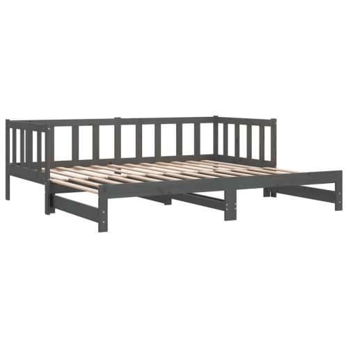 Dnevni ležaj na izvlačenje sivi 2x(90x190) cm masivna borovina - Siva Cijena