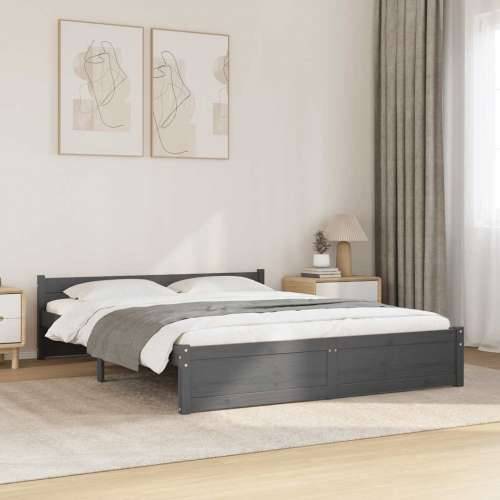 Okvir za krevet od masivnog drva sivi 135 x 190 cm bračni - Siva 135 x 190 cm Cijena