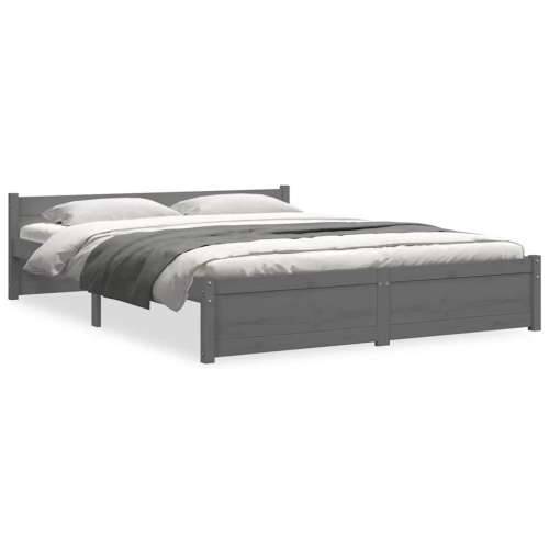 Okvir za krevet od masivnog drva sivi 135 x 190 cm bračni - Siva 135 x 190 cm Cijena