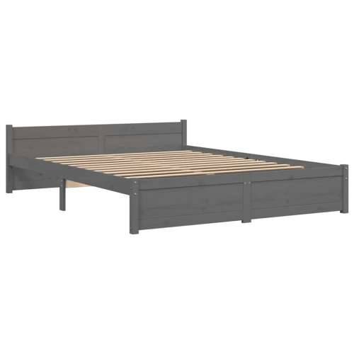 Okvir za krevet od masivnog drva sivi 135 x 190 cm bračni - Siva 135 x 190 cm Cijena